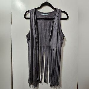 Maurices Charcoal Fringe Tank Top